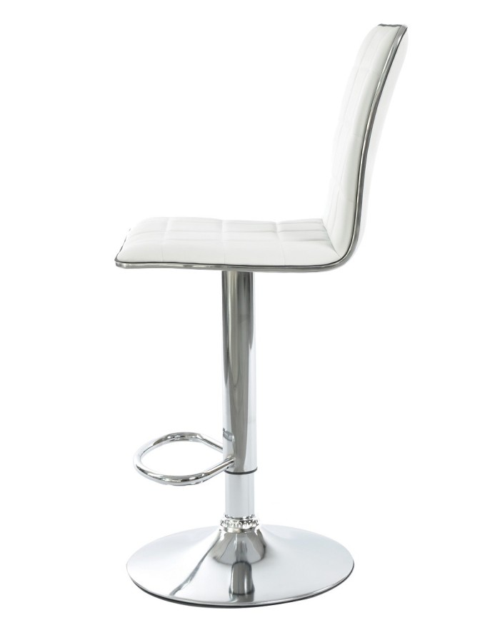 Taburete CUBUS ( M ), cromado, similpiel blanca