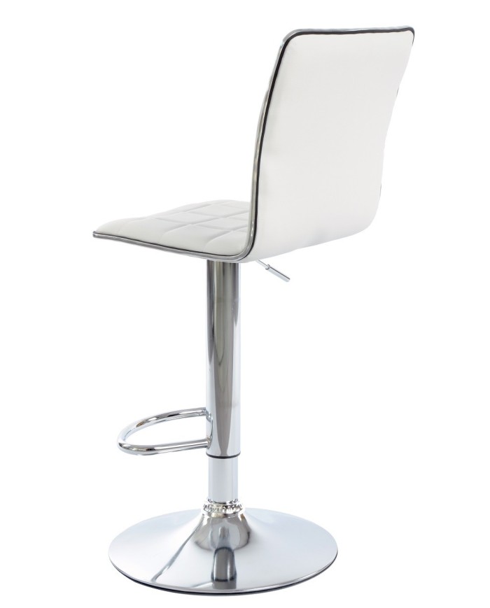 Taburete CUBUS ( M ), cromado, similpiel blanca