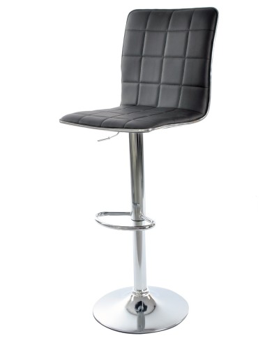 Taburete CUBUS ( M ), cromado, similpiel negra