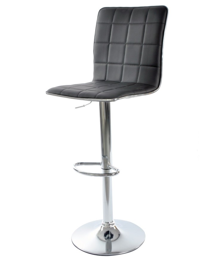 Taburete CUBUS ( M ), cromado, similpiel negra