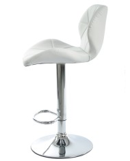Taburete ORLANDO (M), cromado, similpiel blanca