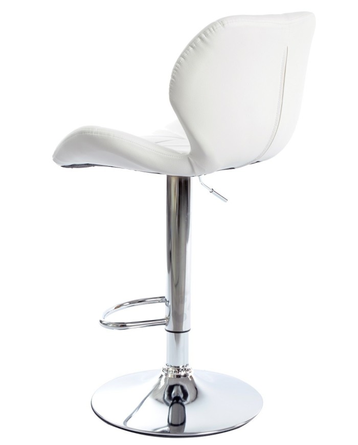 Taburete ORLANDO (M), cromado, similpiel blanca