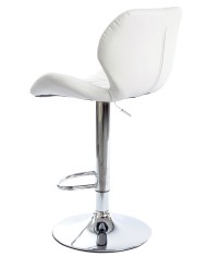 Taburete ORLANDO (M), cromado, similpiel blanca