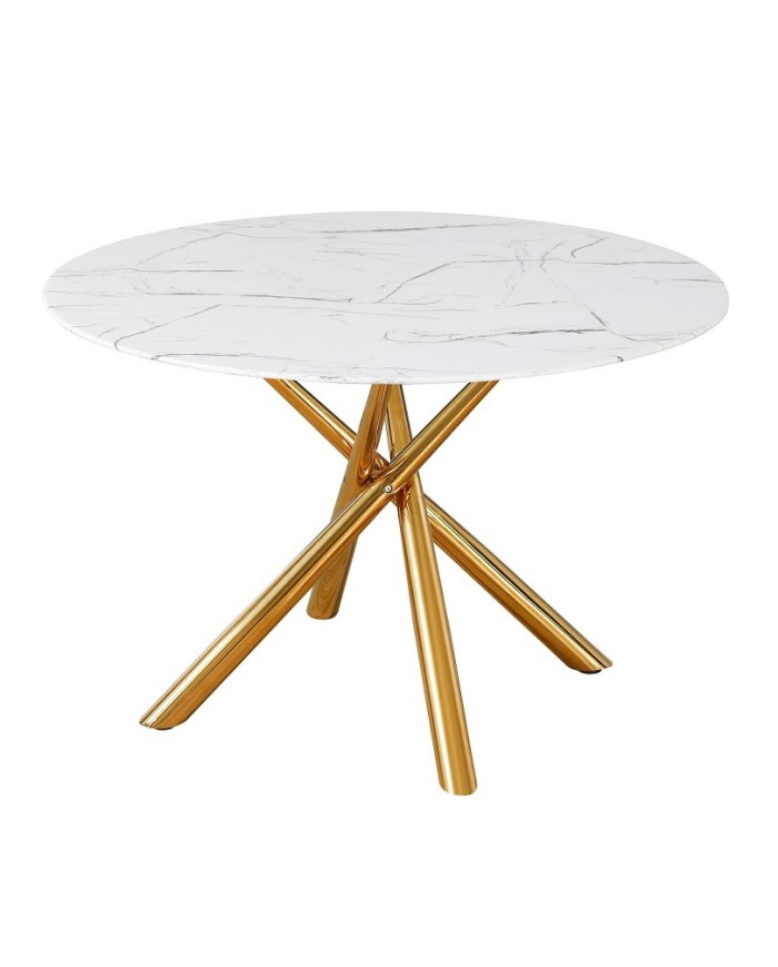 Mesa SAHARA, metal dorado, tapa de cristal templado, 120 cms de diámetro