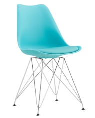 Silla BELLA (SU), cromada, carcasa y cojín turquesa