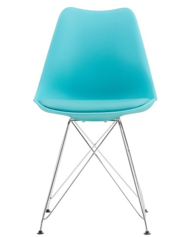 Silla BELLA (SU), cromada, carcasa y cojín turquesa