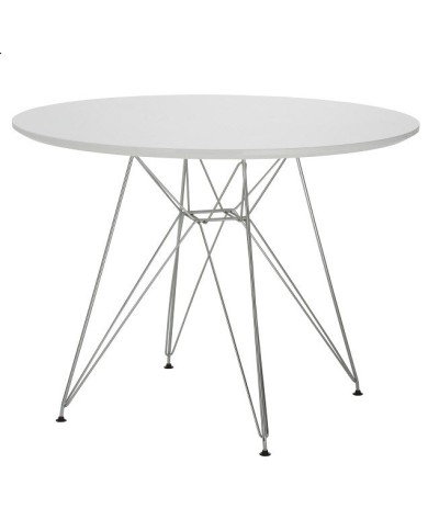 Mesa STAR, cromada, lacada blanca, 100 cms de diámetro
