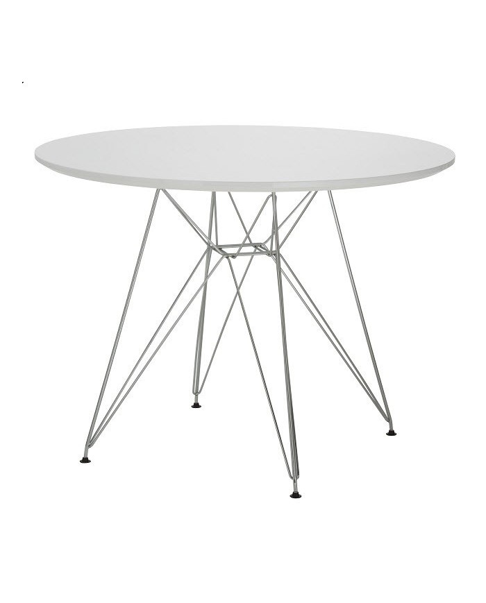 Mesa STAR, cromada, lacada blanca, 100 cms de diámetro