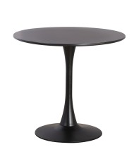 Mesa TUL (TO), base de metal, tapa lacada negra, 80 cms de diámetro