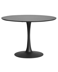 Mesa TUL (TO), base de metal, tapa lacada negra, 120 cms de diámetro