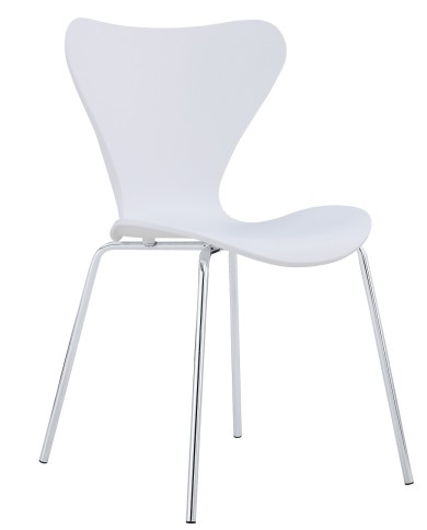 Silla ARNE NEW, apilable, cromada, polipropileno blanco