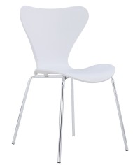 Silla ARNE NEW, apilable, cromada, polipropileno blanco