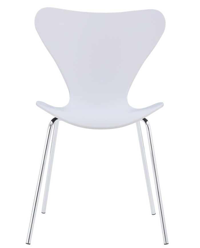 Silla ARNE NEW, apilable, cromada, polipropileno blanco