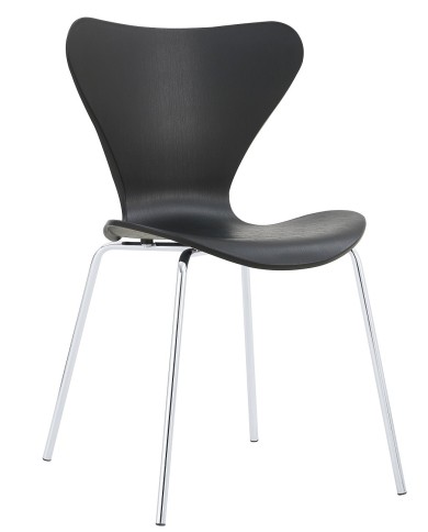 Silla ARNE NEW, apilable, cromada, polipropileno negro