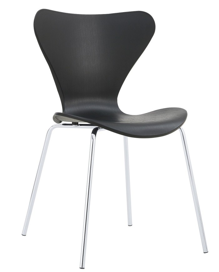 Silla ARNE NEW, apilable, cromada, polipropileno negro