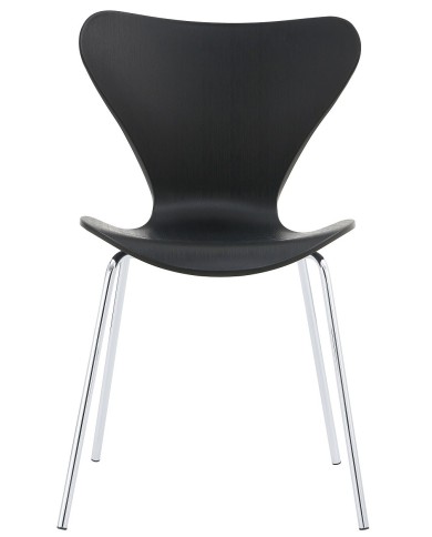 Silla ARNE NEW, apilable, cromada, polipropileno negro