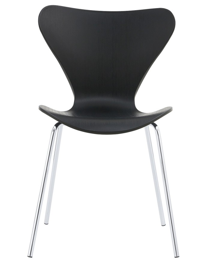Silla ARNE NEW, apilable, cromada, polipropileno negro