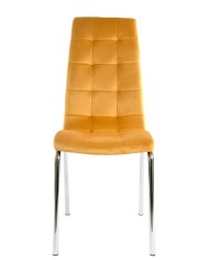 Silla AROA, cromada, tapizada velvet amarillo