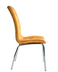 Silla AROA, cromada, tapizada velvet amarillo