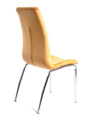 Silla AROA, cromada, tapizada velvet amarillo