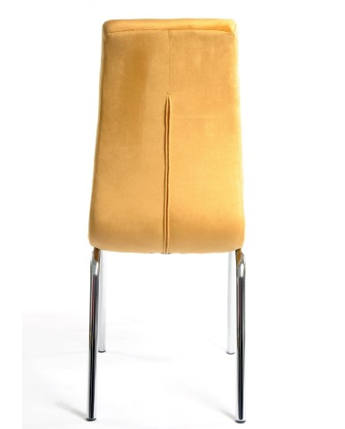 Silla AROA, cromada, tapizada velvet amarillo