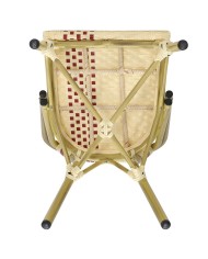 Silla GARNIER, apilable, aluminio, ratán beige y rojo