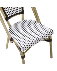 Silla PARIS, apilable, aluminio, ratán blanco y marrón