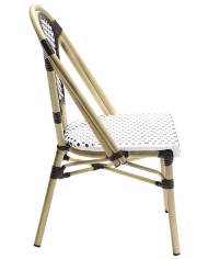 Silla PARIS, apilable, aluminio, ratán blanco y marrón