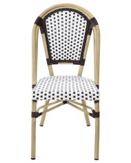 Silla PARIS, apilable, aluminio, ratán blanco y marrón
