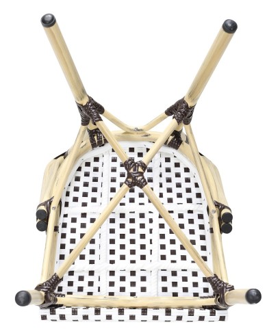 Silla PARIS, apilable, aluminio, ratán blanco y marrón