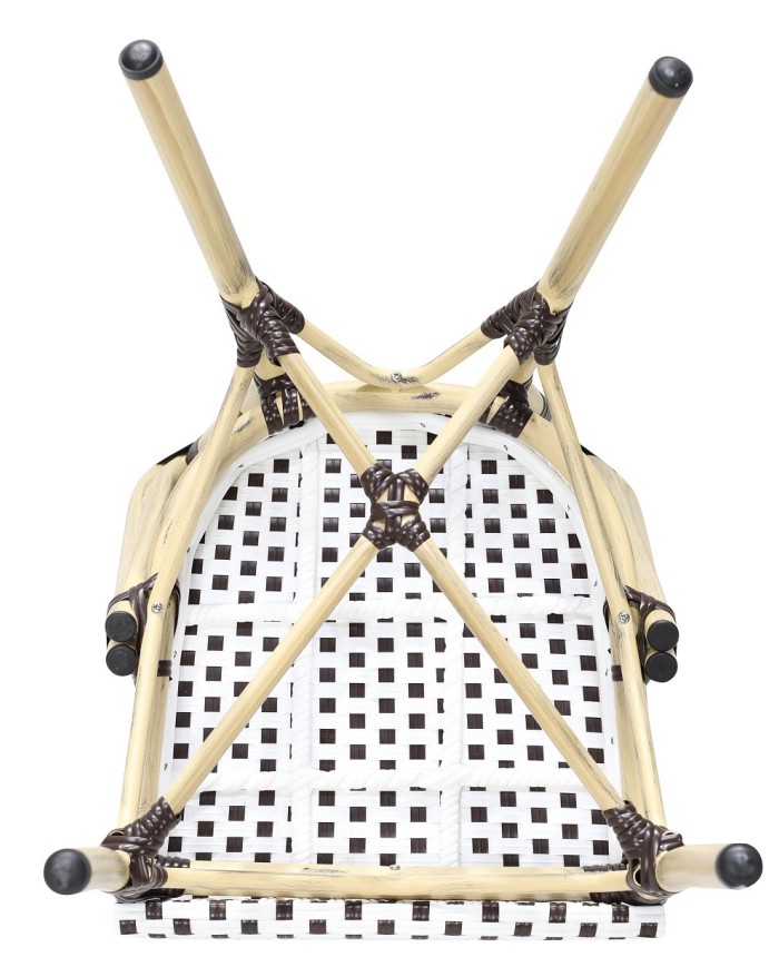 Silla PARIS, apilable, aluminio, ratán blanco y marrón