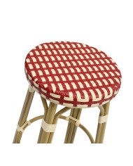 Taburete GARNIER, apilable, aluminio, ratán beige y rojo