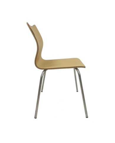 Silla AMELIE, apilable, acero inoxidable, asiento laminado HPL, color natural