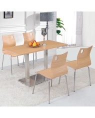 Silla AMELIE, apilable, acero inoxidable, asiento laminado HPL, color natural