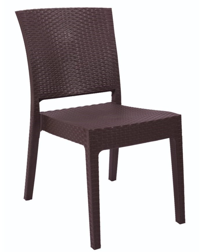 Silla LIDO, apilable, polipropileno marrón chocolate