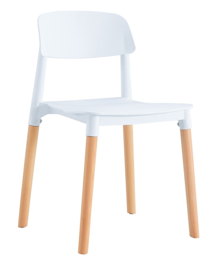 Silla CROSCAT (SU), madera, polipropileno blanco