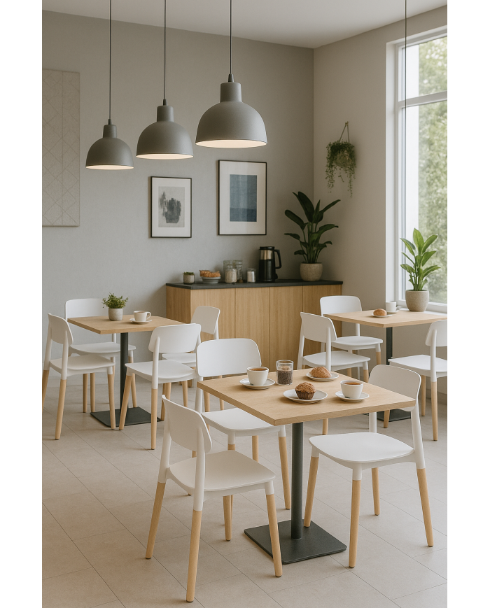 Silla CROSCAT (SU), madera, polipropileno blanco