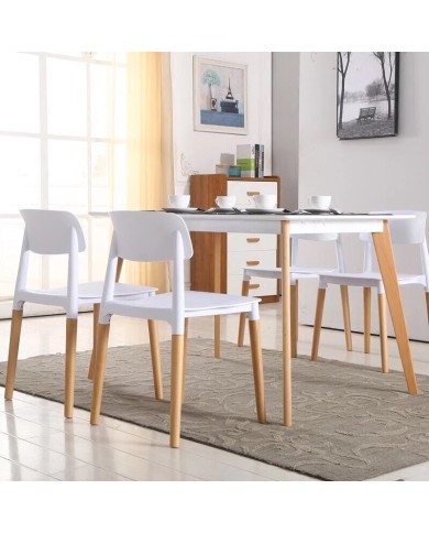 Silla CROSCAT (SU), madera, polipropileno blanco