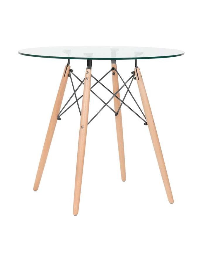 Mesa STAR , madera, cristal, 100 cms de diámetro