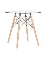 Mesa STAR , madera, cristal, 100 cms de diámetro