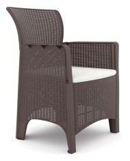 Sillón ILEÓN, polipropileno marrón chocolate, cojín beige