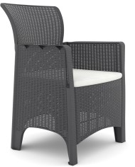 Sillón ILEÓN, polipropileno antracita, cojín beige