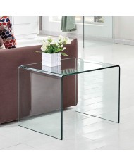 Mesa CHEVAL (SU), baja, cristal curvado, 60 x 60 cms