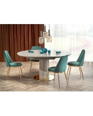 Silla TAVIRA, metal, cromado dorado, tapizado velvet verde oscuro