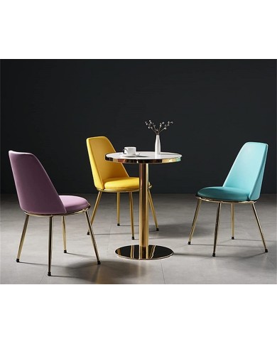 Silla TAVIRA, metal, cromado dorado, tapizado velvet verde oscuro