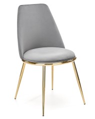Silla TAVIRA, metal, cromado dorado, tapizado velvet gris