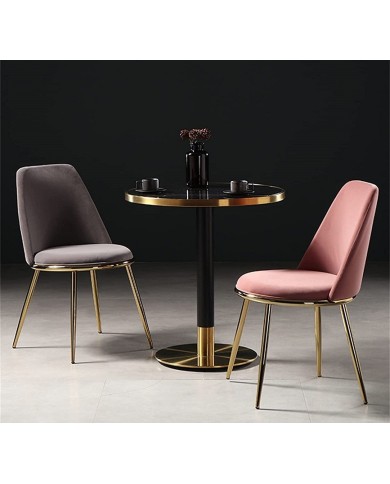 Silla TAVIRA, metal, cromado dorado, tapizado velvet gris