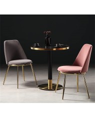 Silla TAVIRA, metal, cromado dorado, tapizado velvet gris