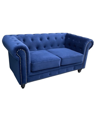 Sofá CHESTER PREMIUM, 2 plazas, tapizado velvet azul navy