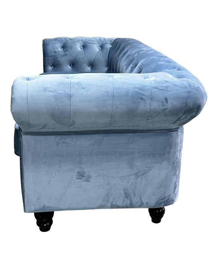 Sofá CHESTER PREMIUM, 2 plazas, tapizado velvet dusky azul